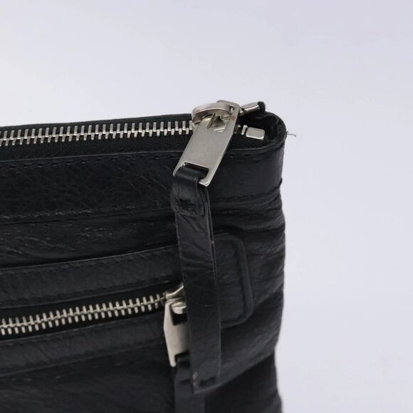 BALENCIAGA Classic Clip M Clutch Bag Leather Black Silver 273022 Auth 132272 - Picture 7 of 15
